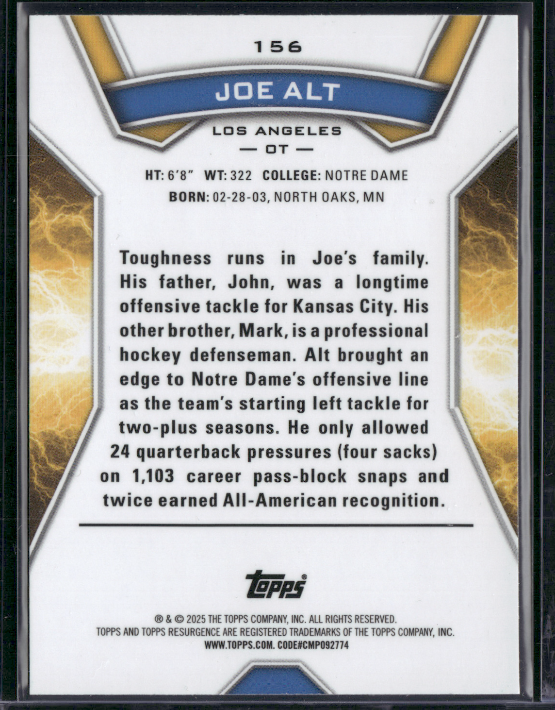 2024 Topps Resurgence JOE ALT #156 Rookie Card RC