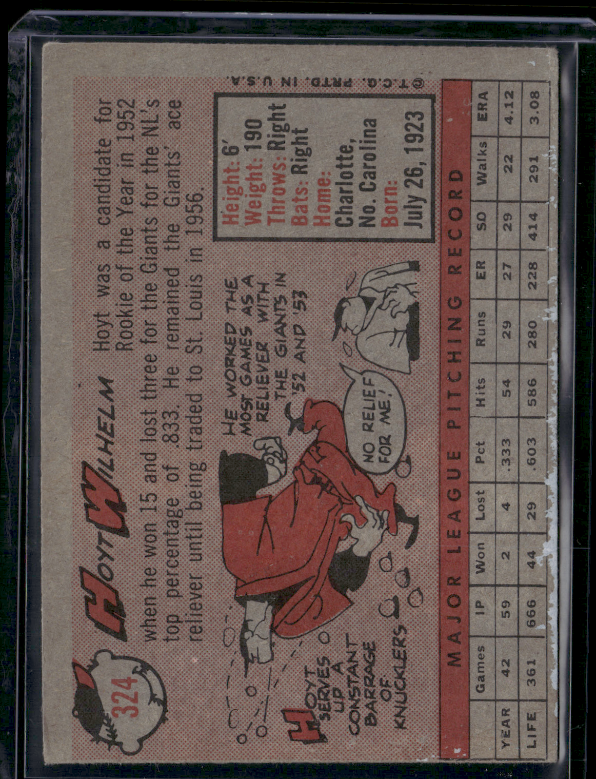 1958 Topps HOYT WILHELM #324