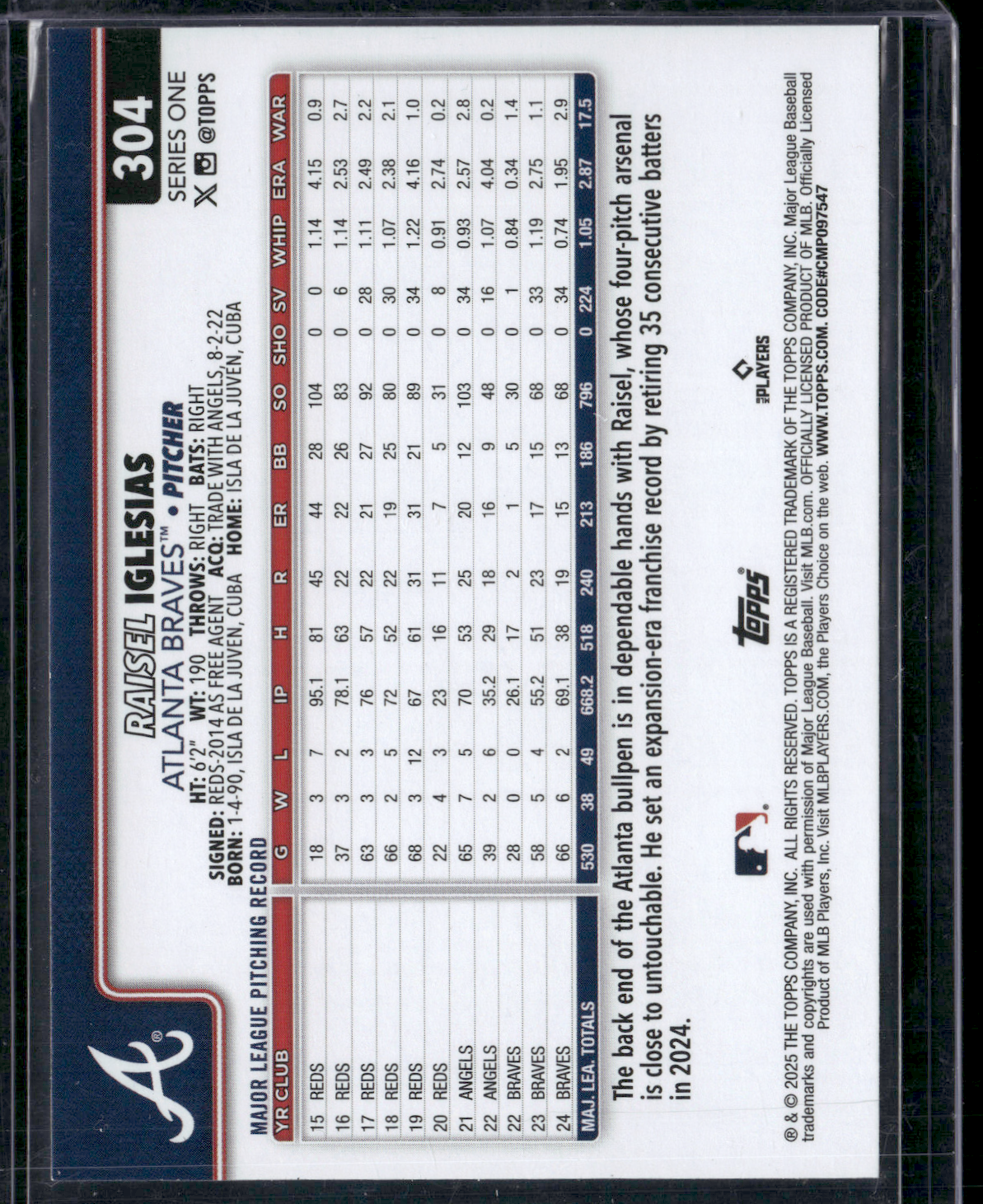 2025 Topps Series 1 RAISEL IGLESIAS #304 Glitter Foil