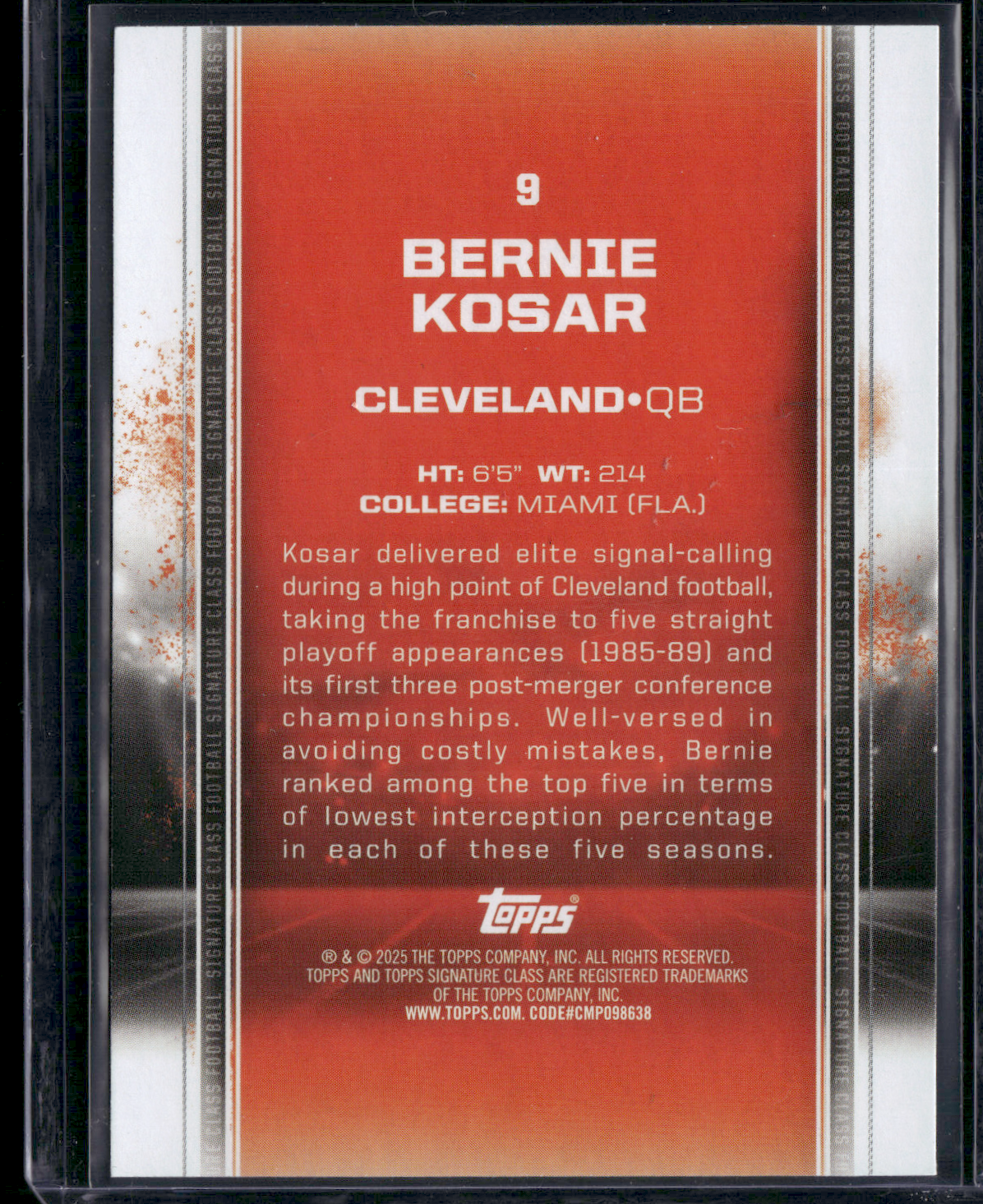 2024 Topps Signature Class BERNIE KOSAR #9