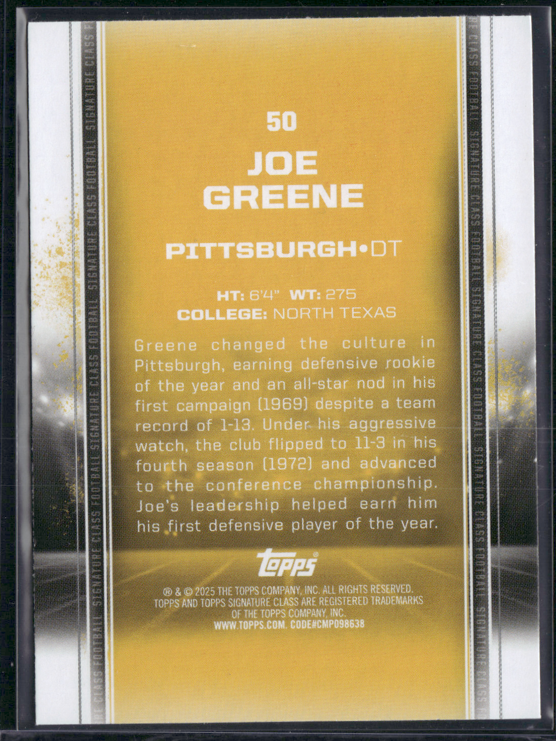 2024 Topps Signature Class JOE GREENE #50