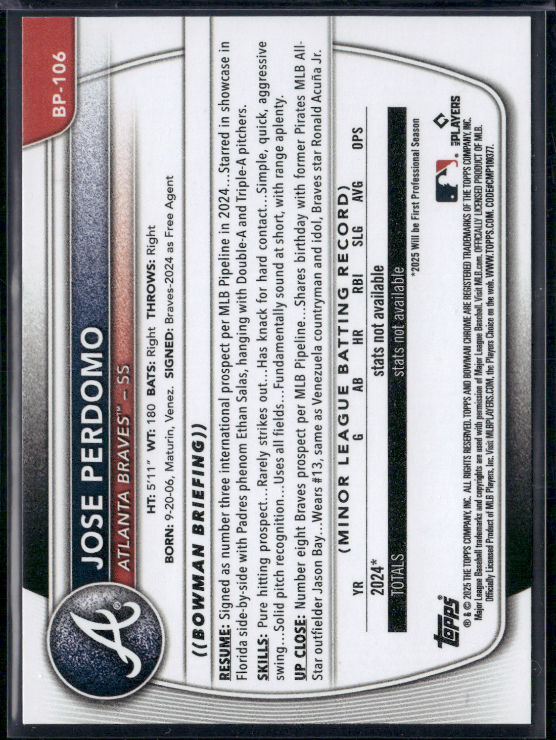 2025 Bowman JOSE PERDOMO #BP-106
