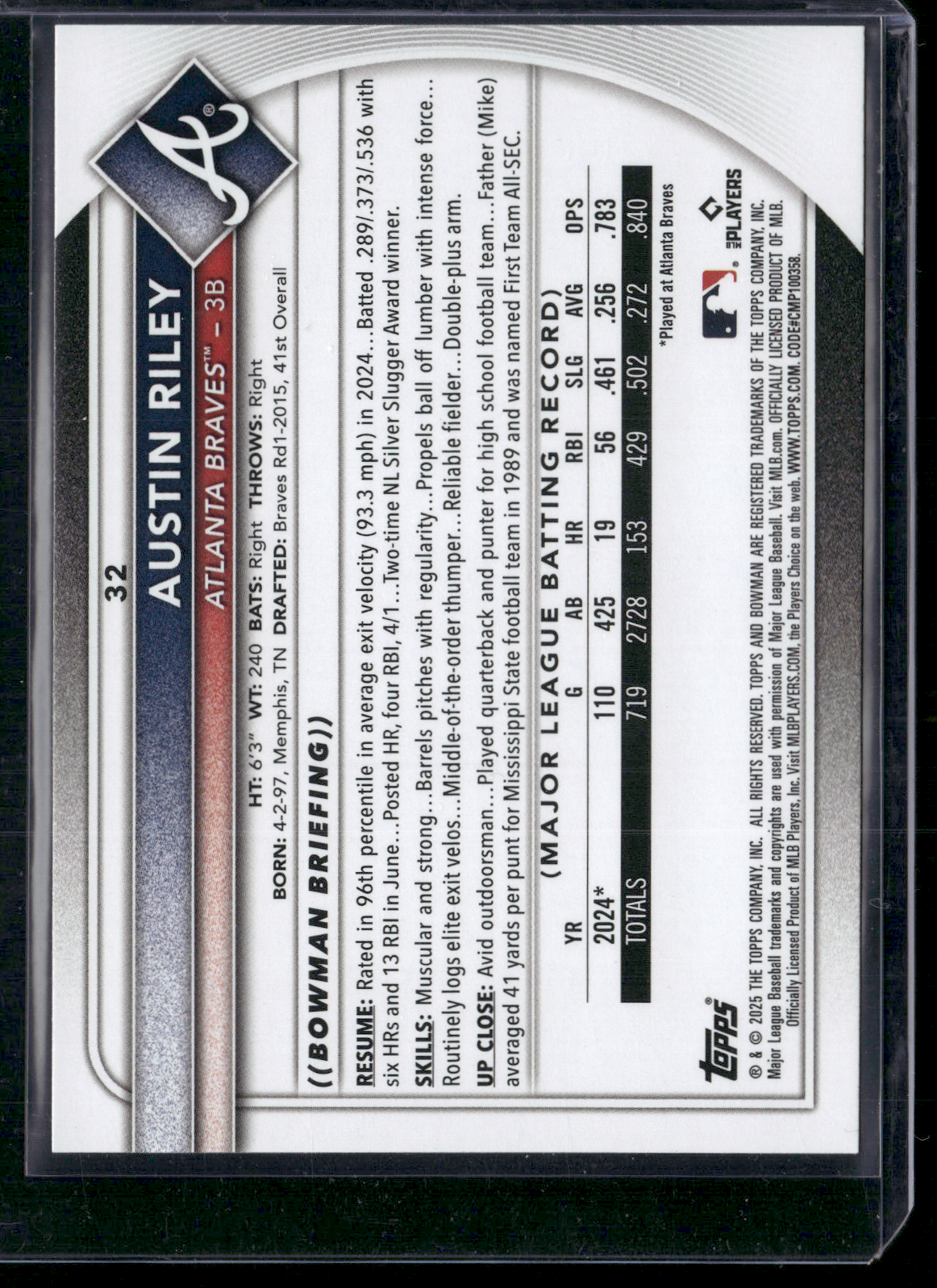 2025 Bowman AUSTIN RILEY #32