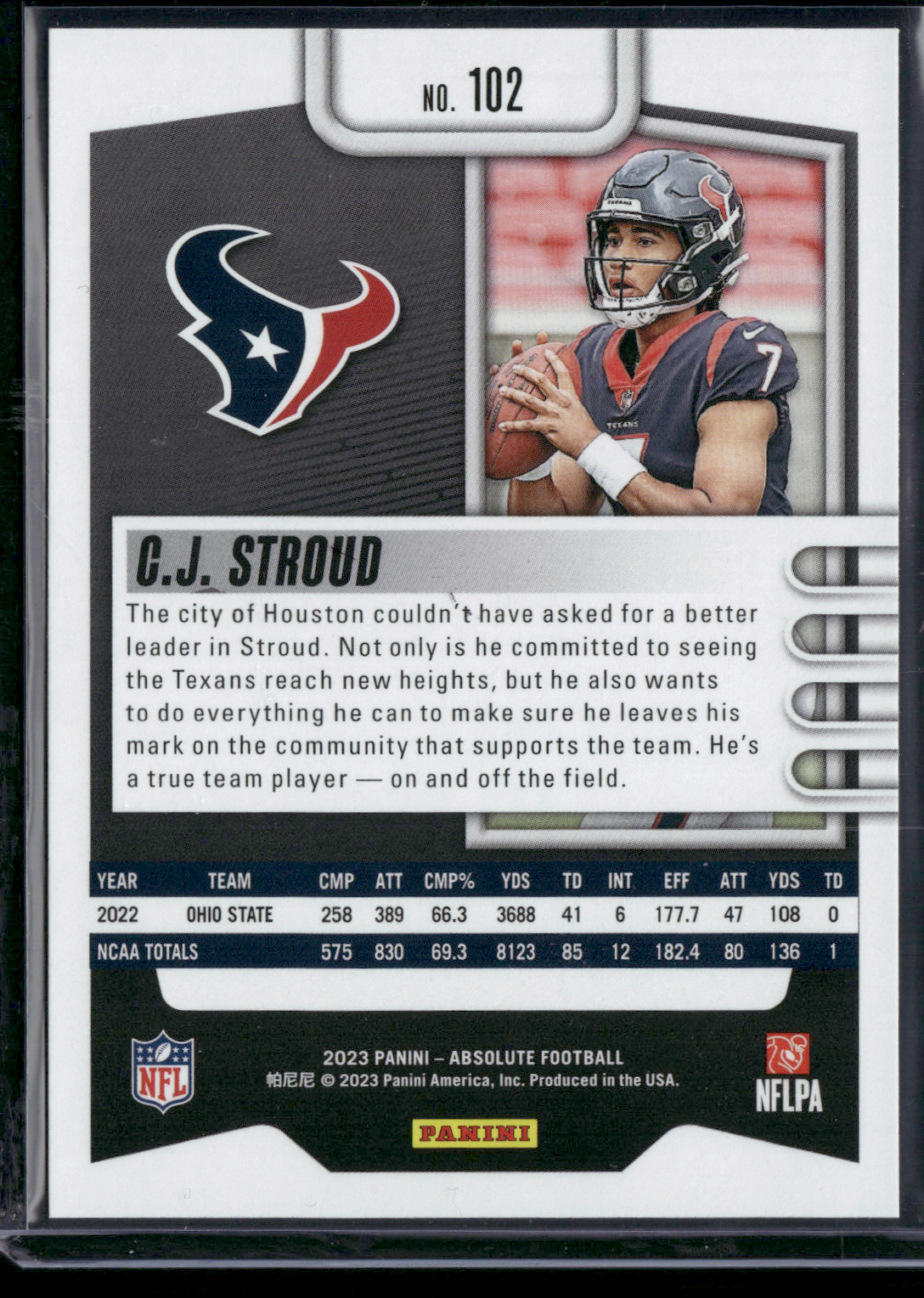 2023 Absolute Football CJ STROUD #102 Rookie RC