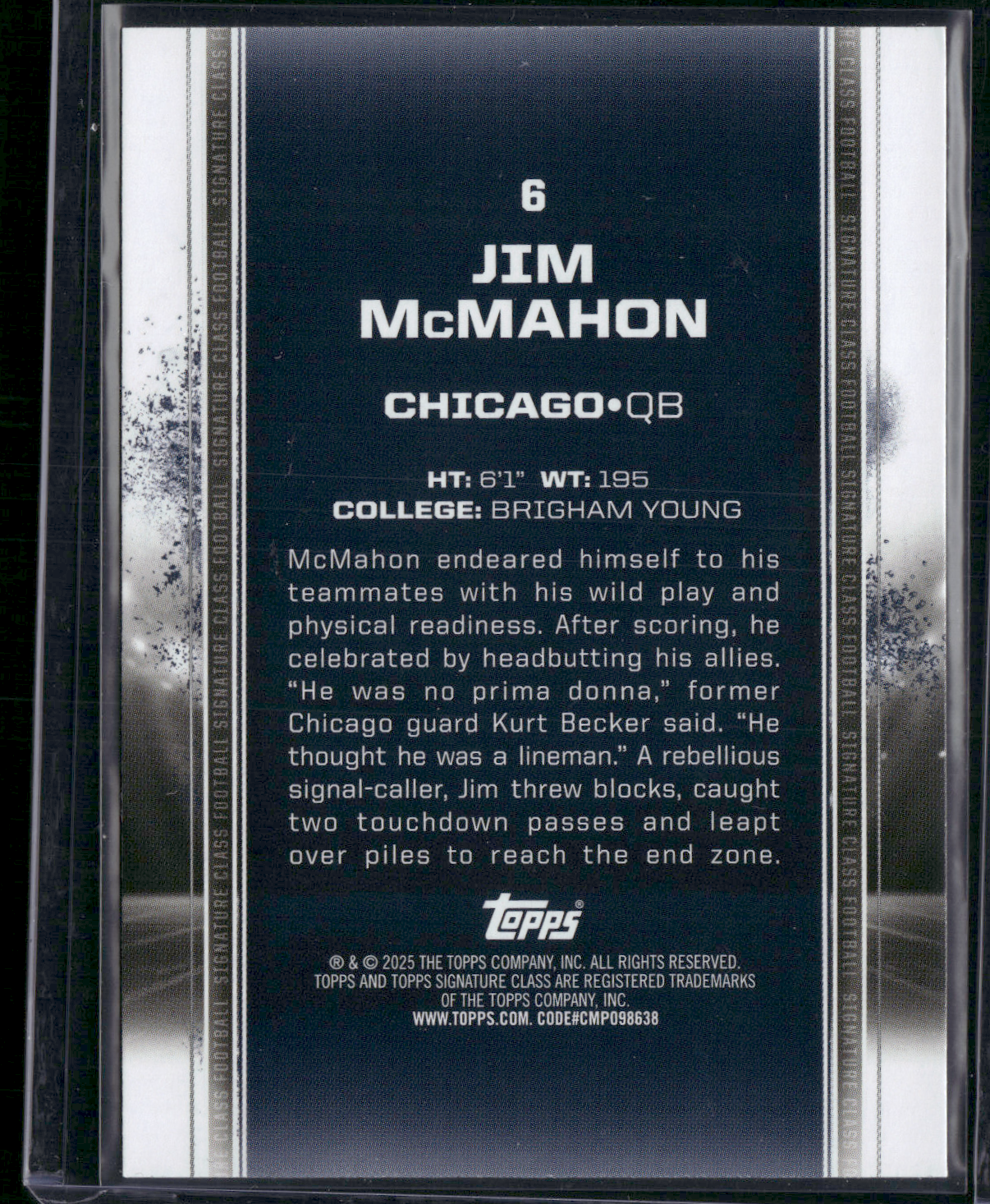 2024 Topps Signature Class JIM MCMAHON #6