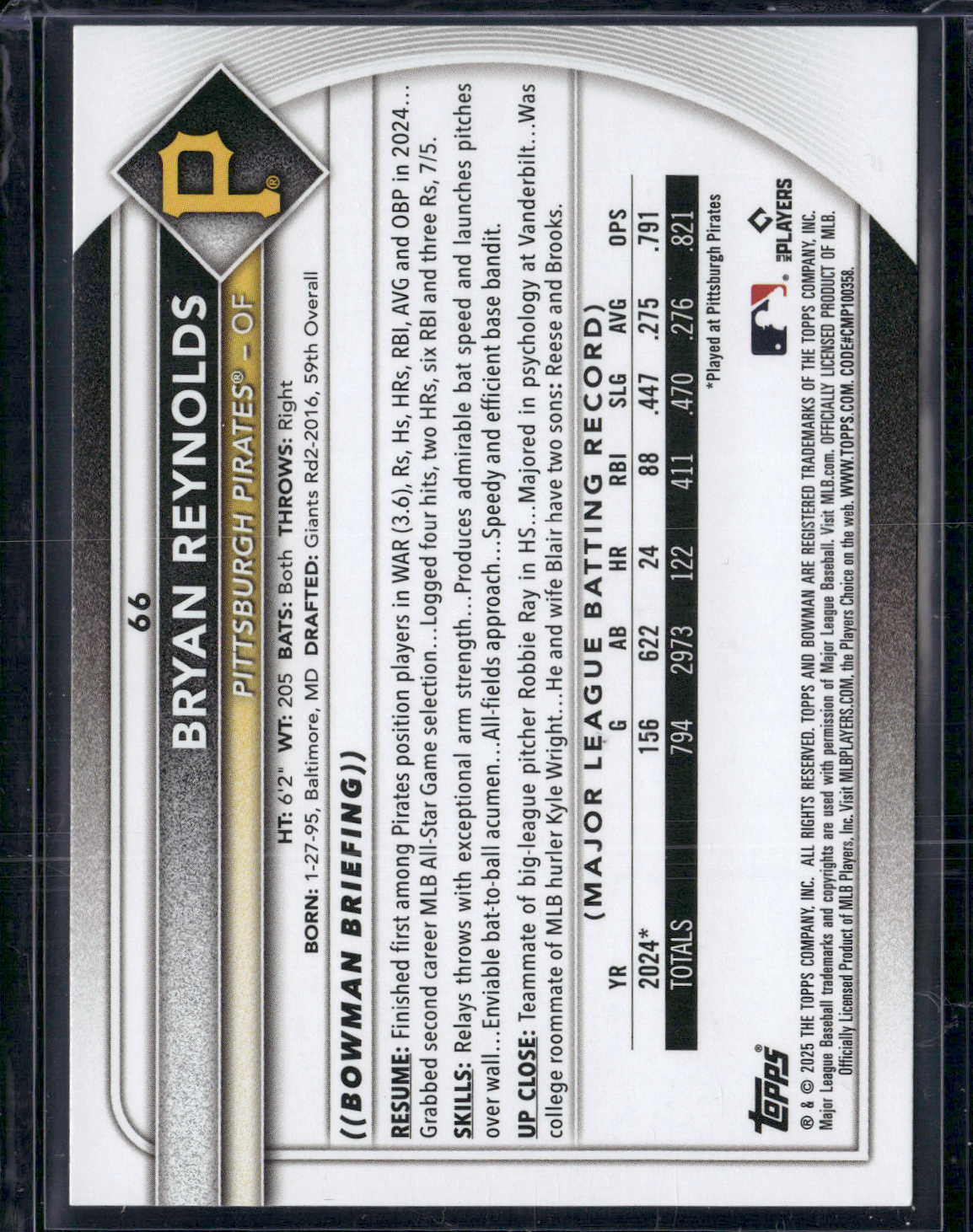 2025 Bowman BRYAN REYNOLDS #66
