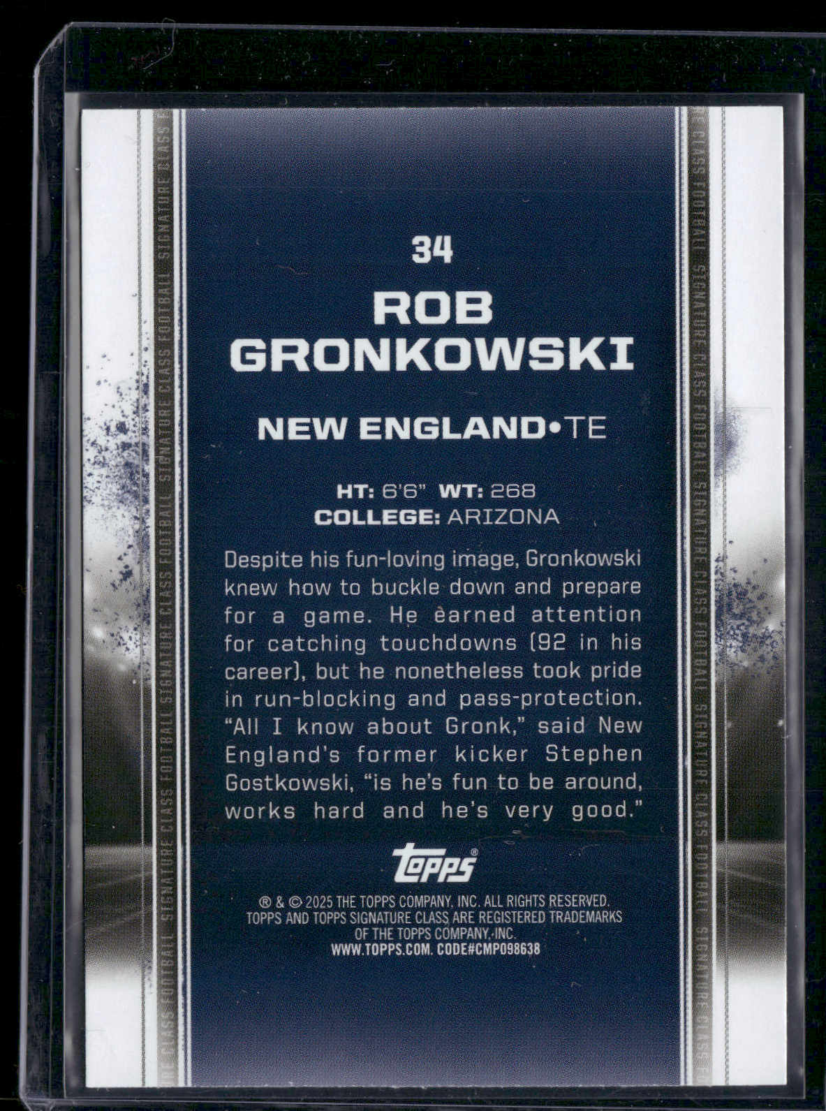 2024 Topps Signature Class ROB GRONKOWSKI #34