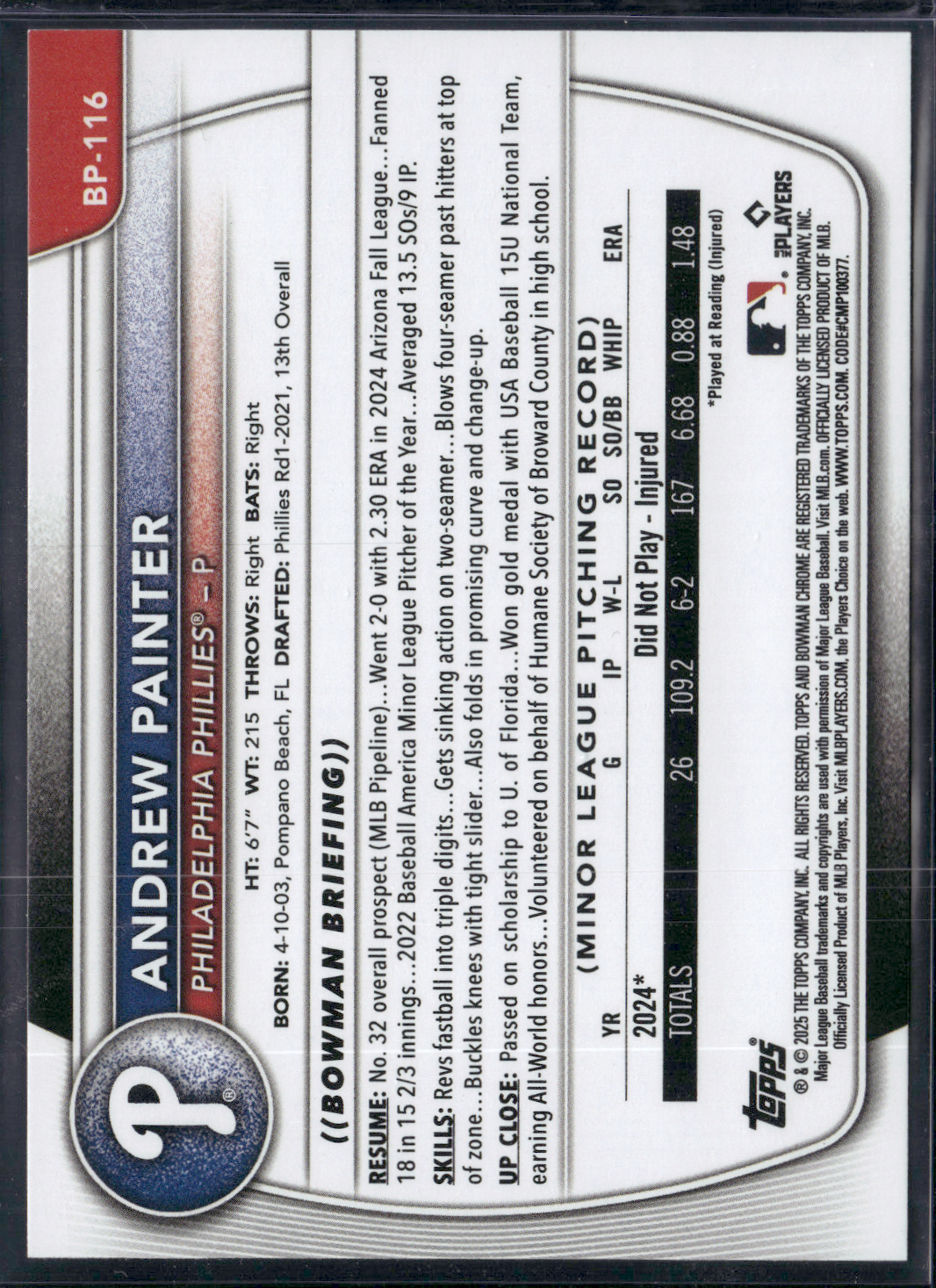 2025 Bowman ANDREW PAINTER #BP-116