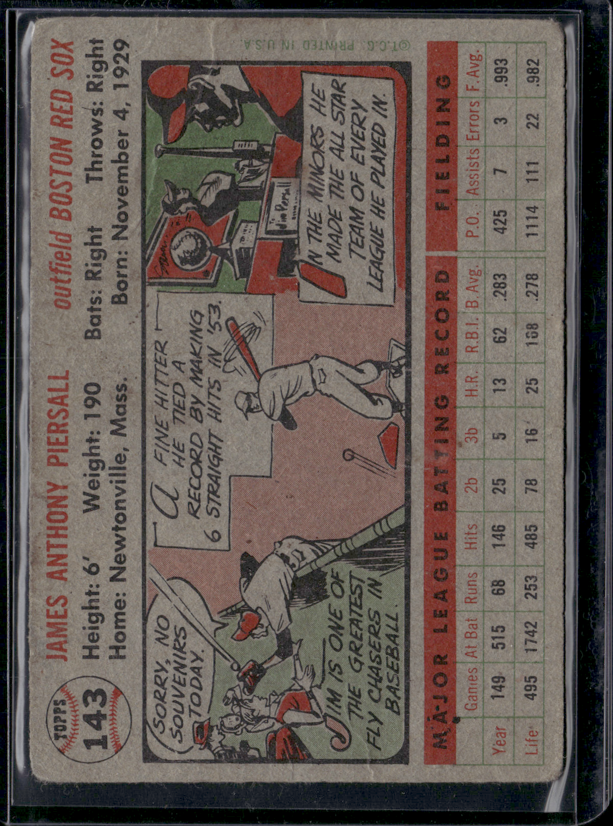 1956 Topps JIM PIERSALL #143