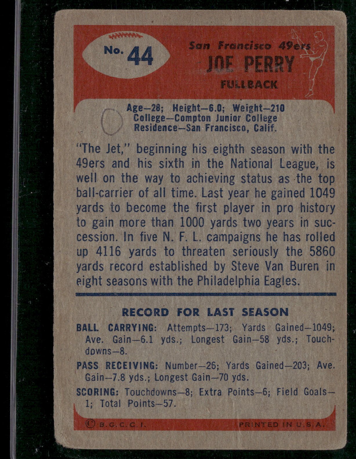1955 Bowman JOE PERRY #44
