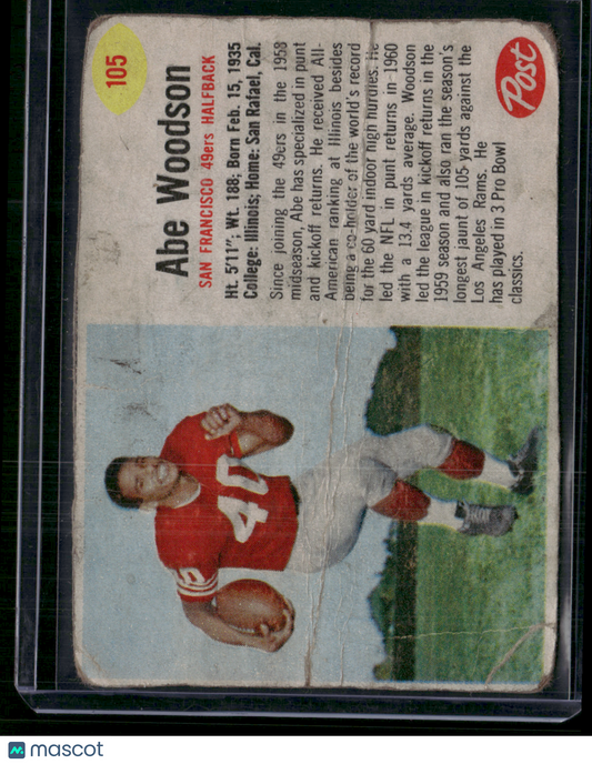 1962 Cereal Box ABE WOODSON #105 Hand Cut Pencil on Back Wrinkles Crease (Good)