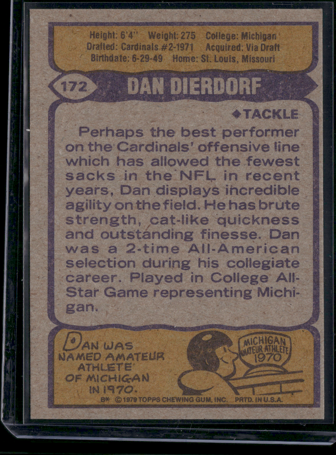 1979 Topps DAN DIERDORF #172 (VG)