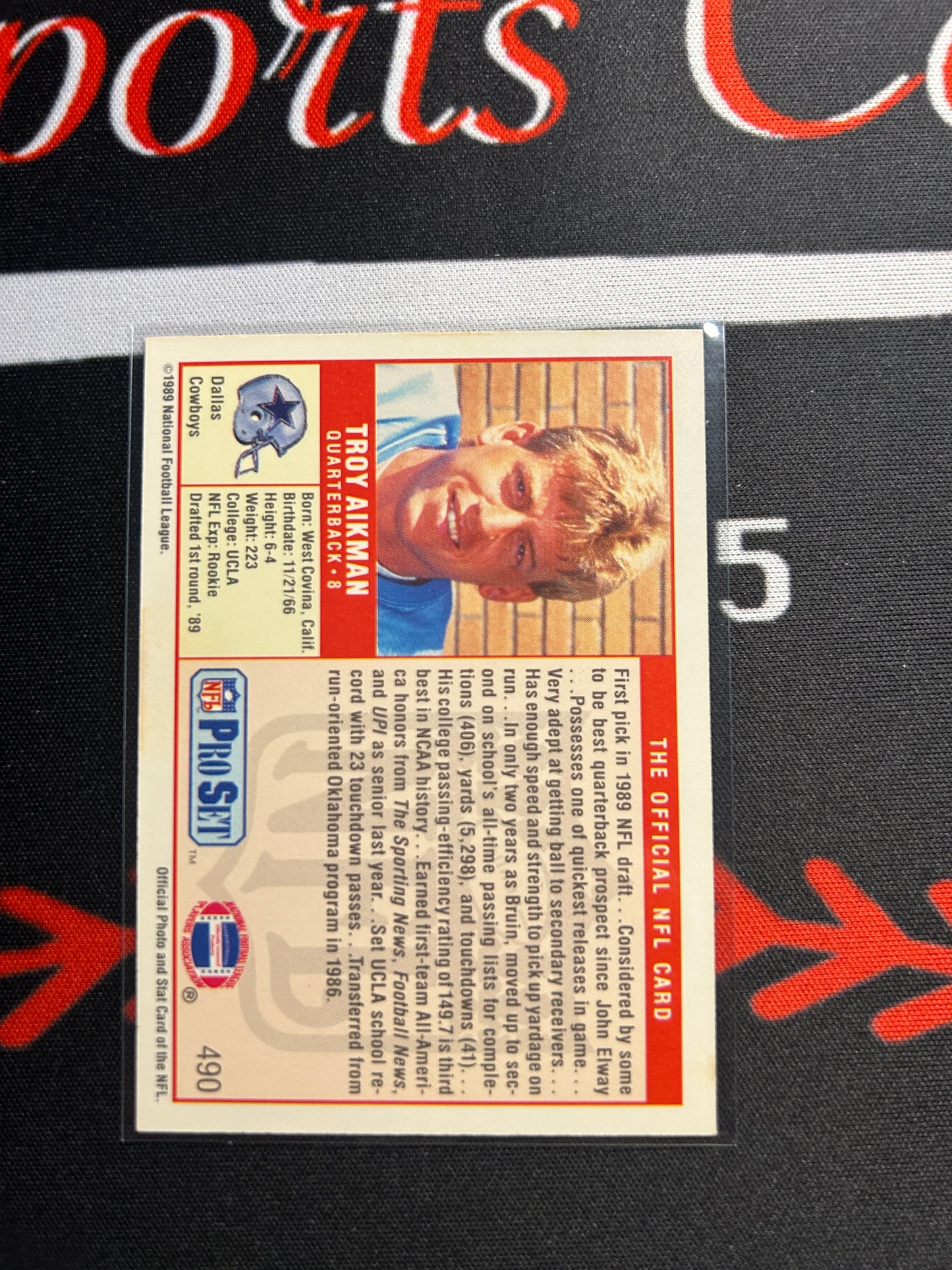 1989 Pro Set TROY AIKMAN #490 Rookie RC