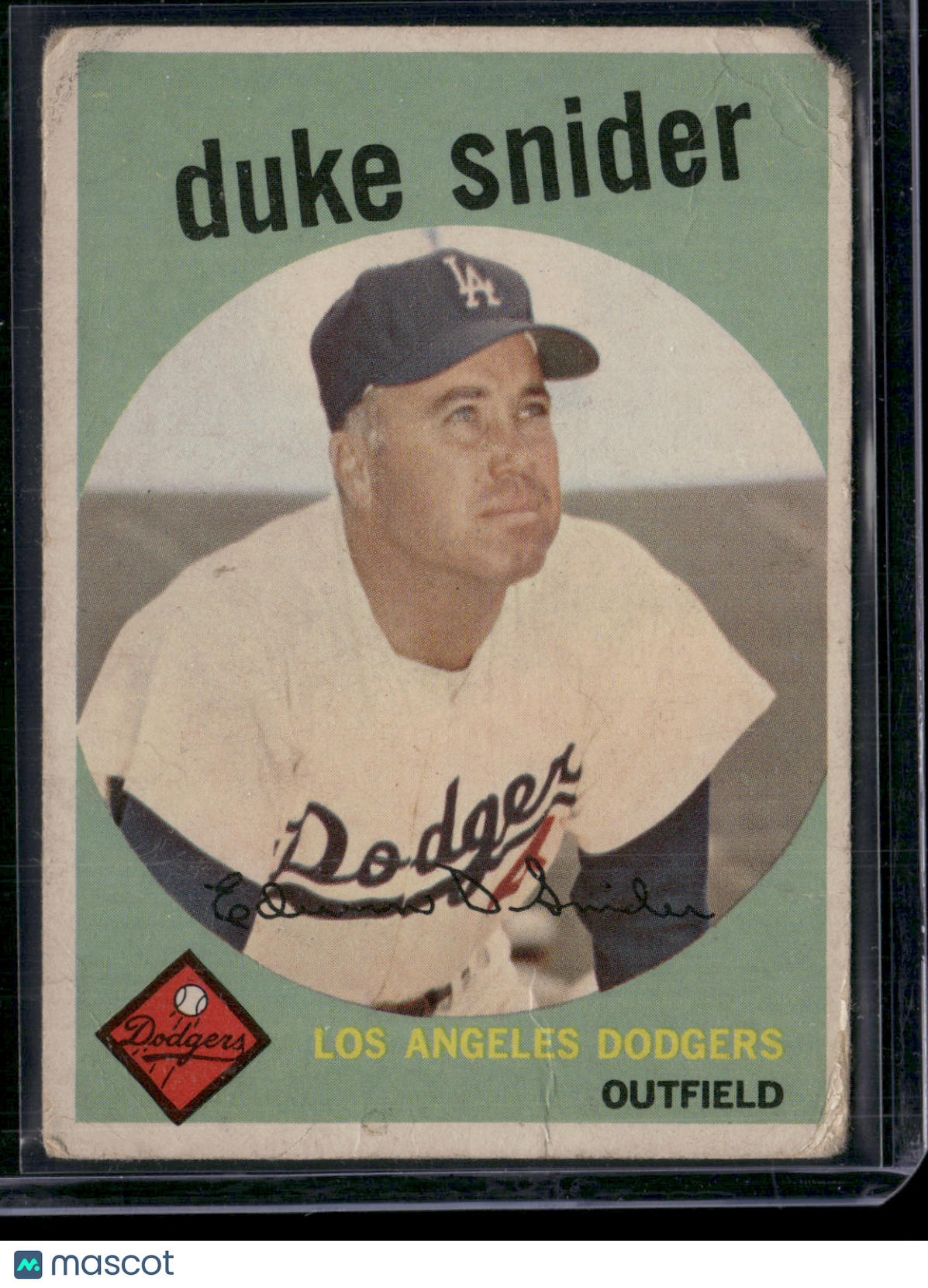 1959 Topps DUKE SNIDER #20 Corner Loss Wrinkles (Good)
