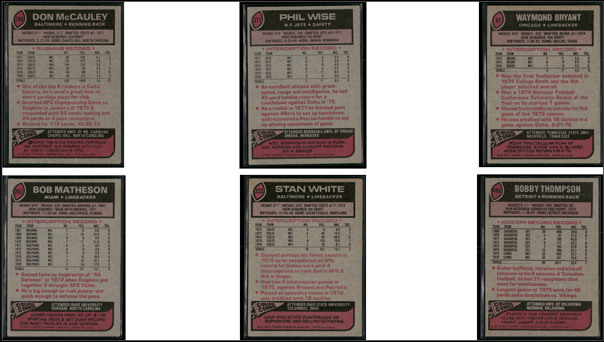 1977 Topps 6 ~ CARDLOT Don McCauley/Bobby Thompson (VG)