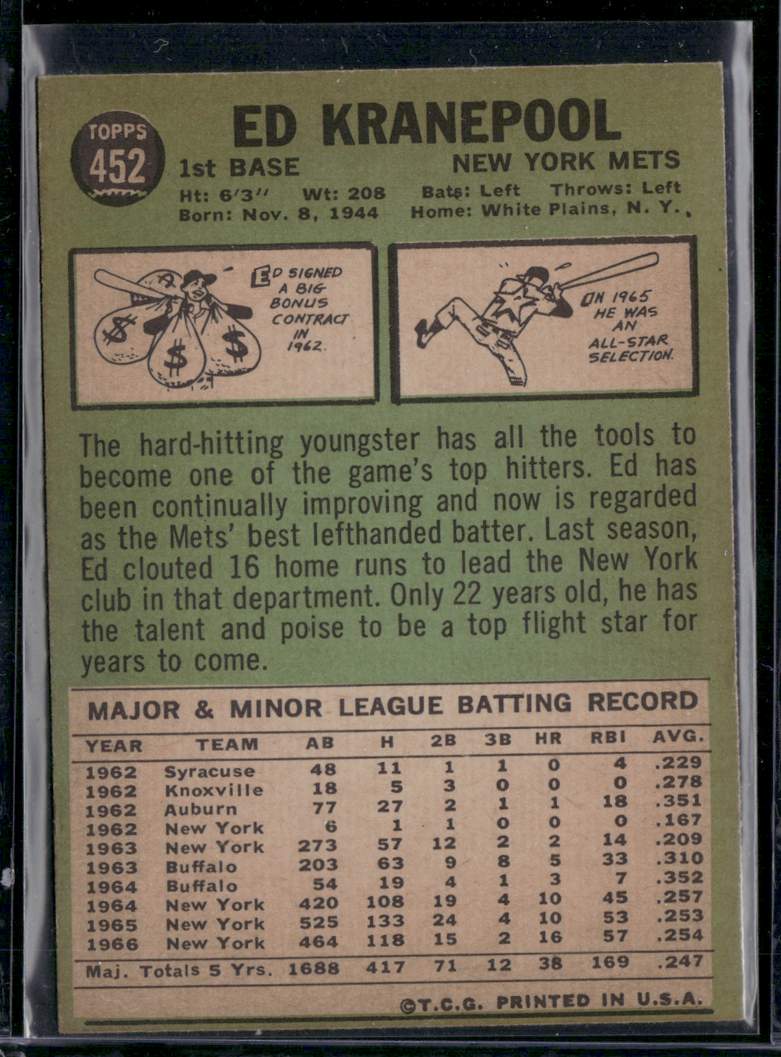 1967 Topps ED KRANEPOOL #452