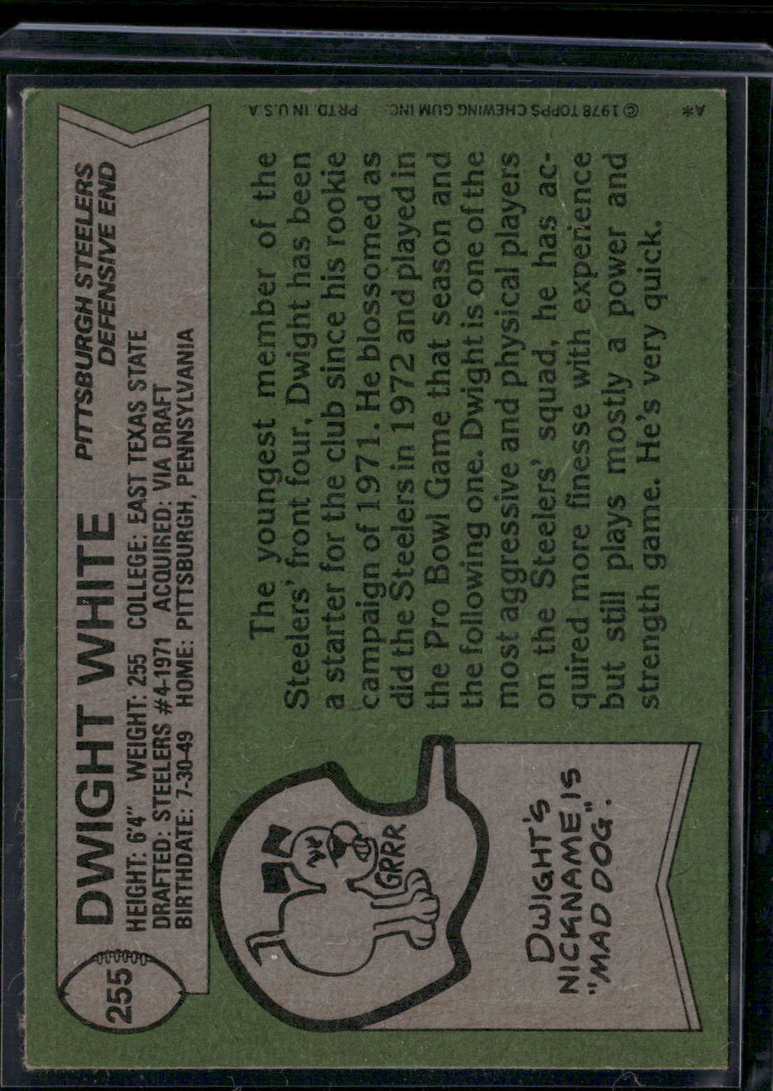 1978 Topps DWIGHT WHITE #255 Light Wrinkle (VG/EX)