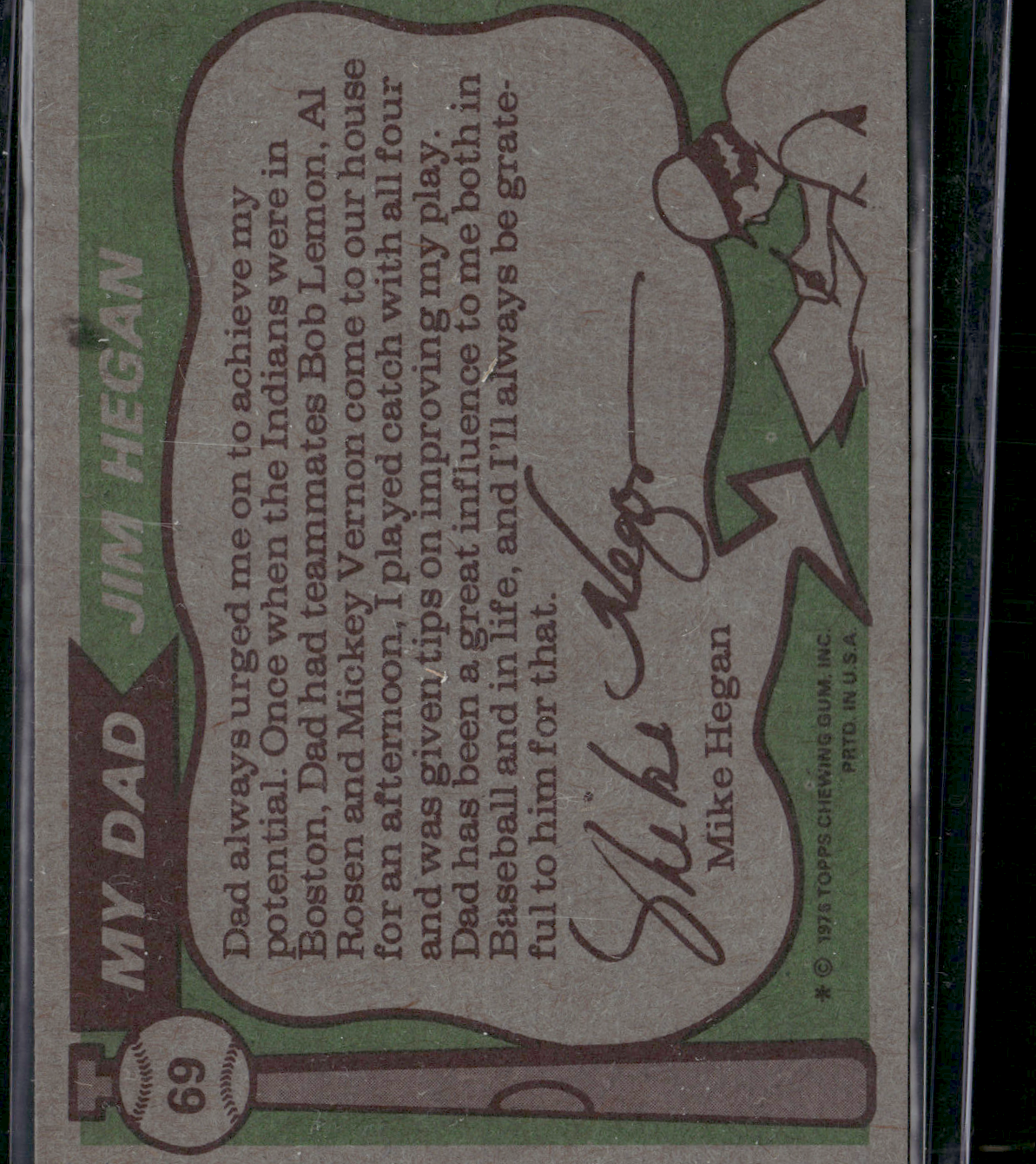 1976 Topps JIM HEGAN/MIKE HEGAN #69 Father & Son -Big Leaguers (EX/MT)
