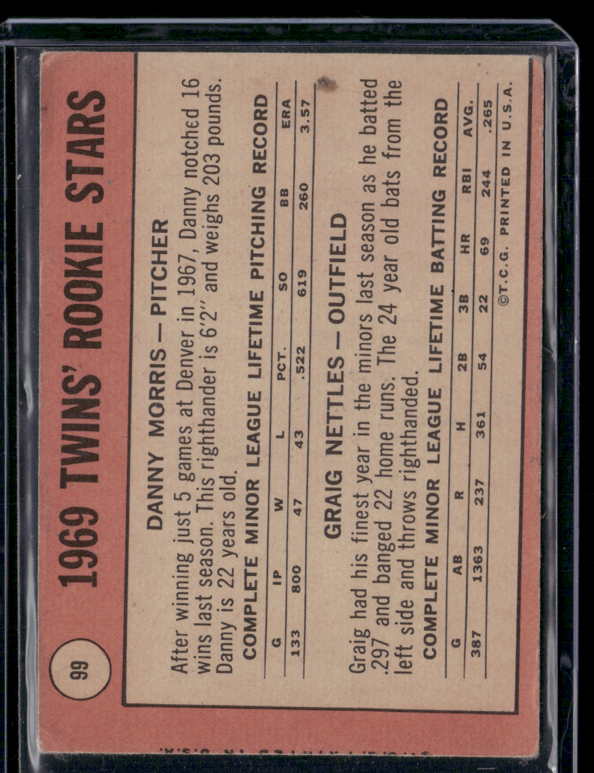 1969 Topps DANNY MORRIS/CRAIG NETTLES #99