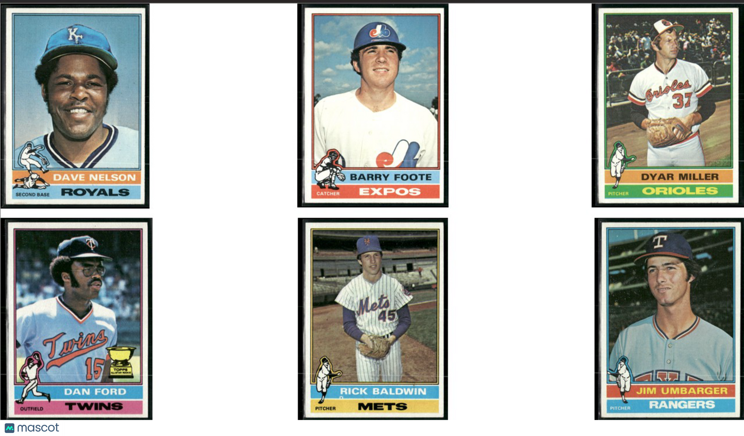 1976 Topps 6 ~ CARDLOT Dave Nelson/Jim Umbarger (EX)
