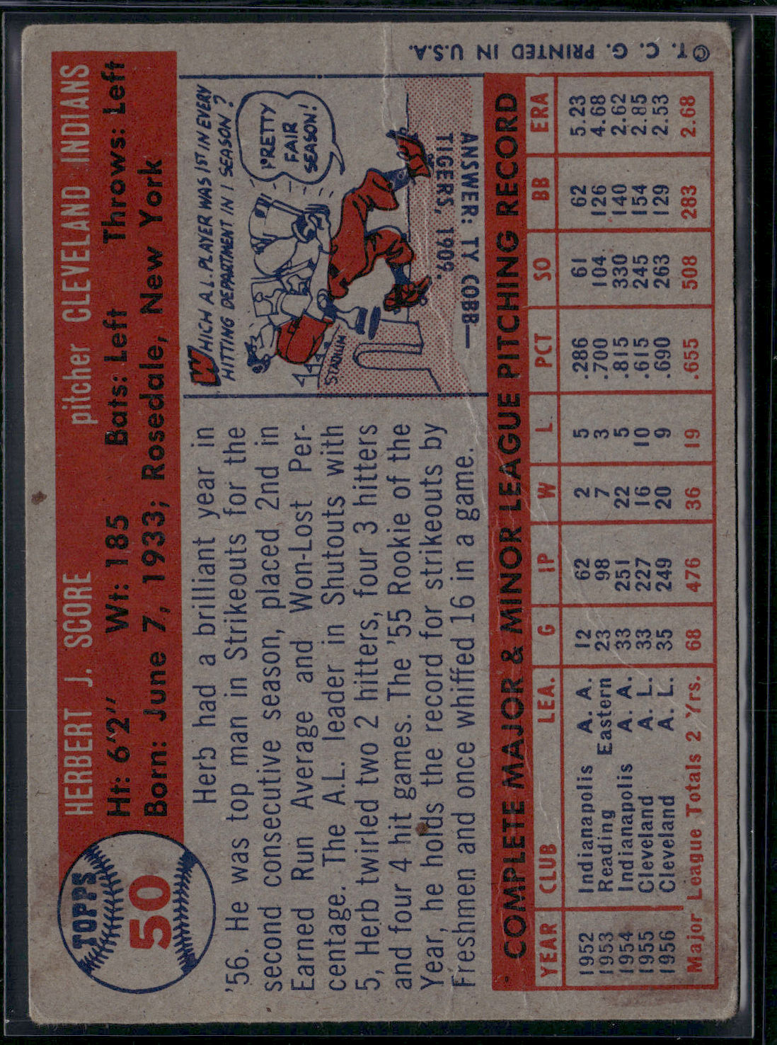 1957 Topps HERB SCORE #50