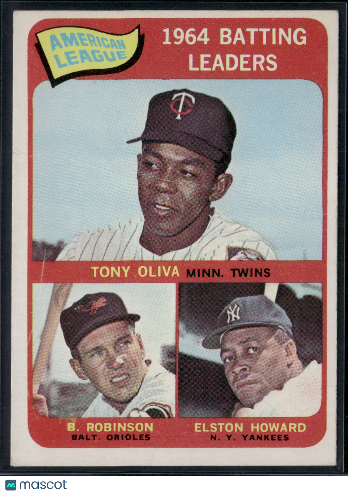 1965 Topps TONY OLIVA/ROBINSON/HOWARD #1 1964 AL Batting Leaders Crease (Good)