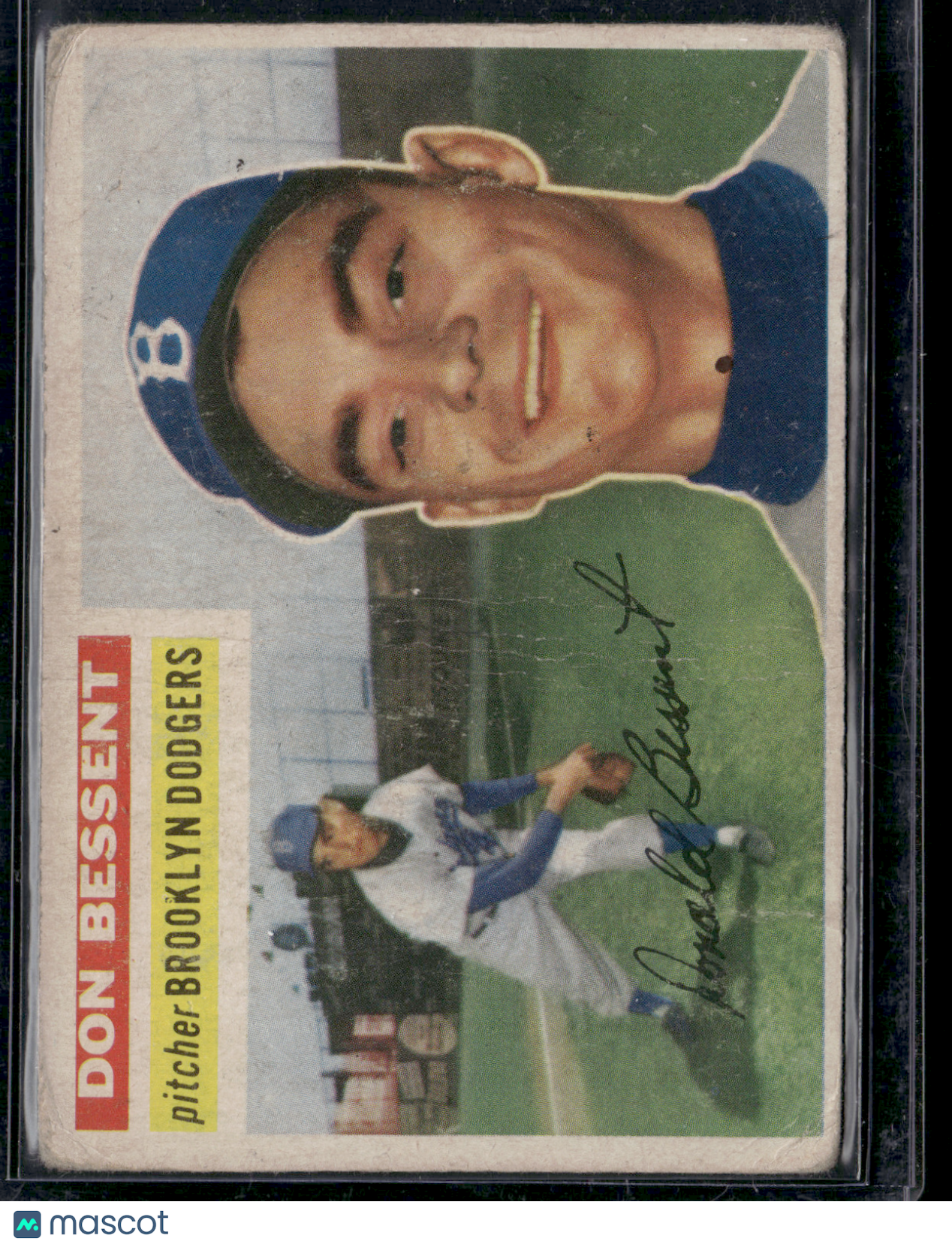 1956 Topps DON BESSENT #184 Creasing and Wrinkling