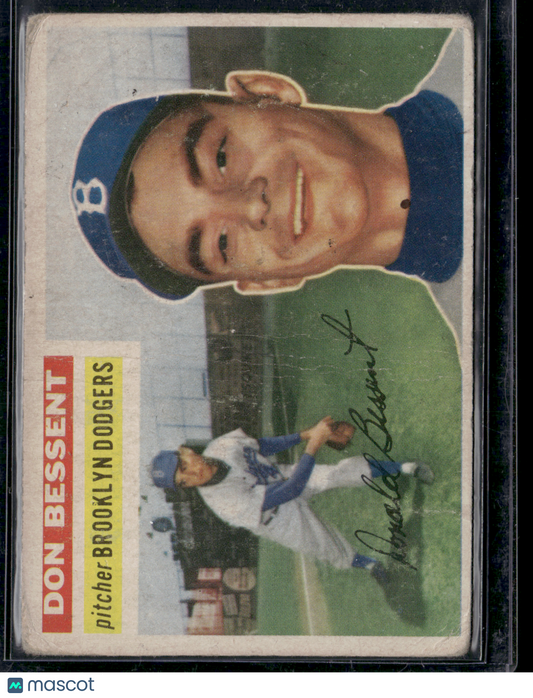 1956 Topps DON BESSENT #184 Creasing and Wrinkling