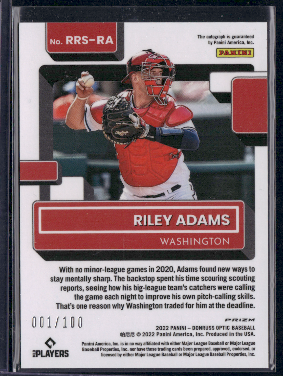 2022 Donruss Optic RILEY ADAMS #RRS-RA Orange Holo Auto 1/100 Rookie RC (NM)