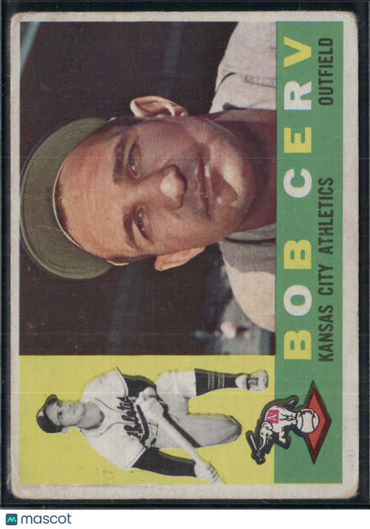 1960 Topps BOB CERV #415 Staining on Back Creases (Good)