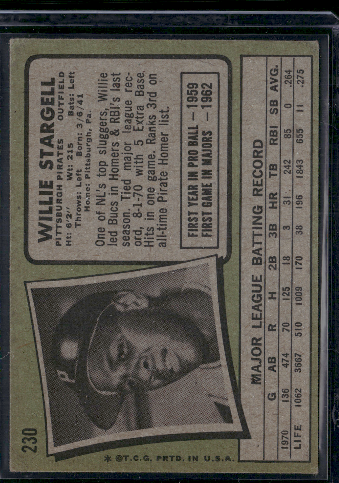 1971 Topps WILLIE STARGELL #230 (Poor)