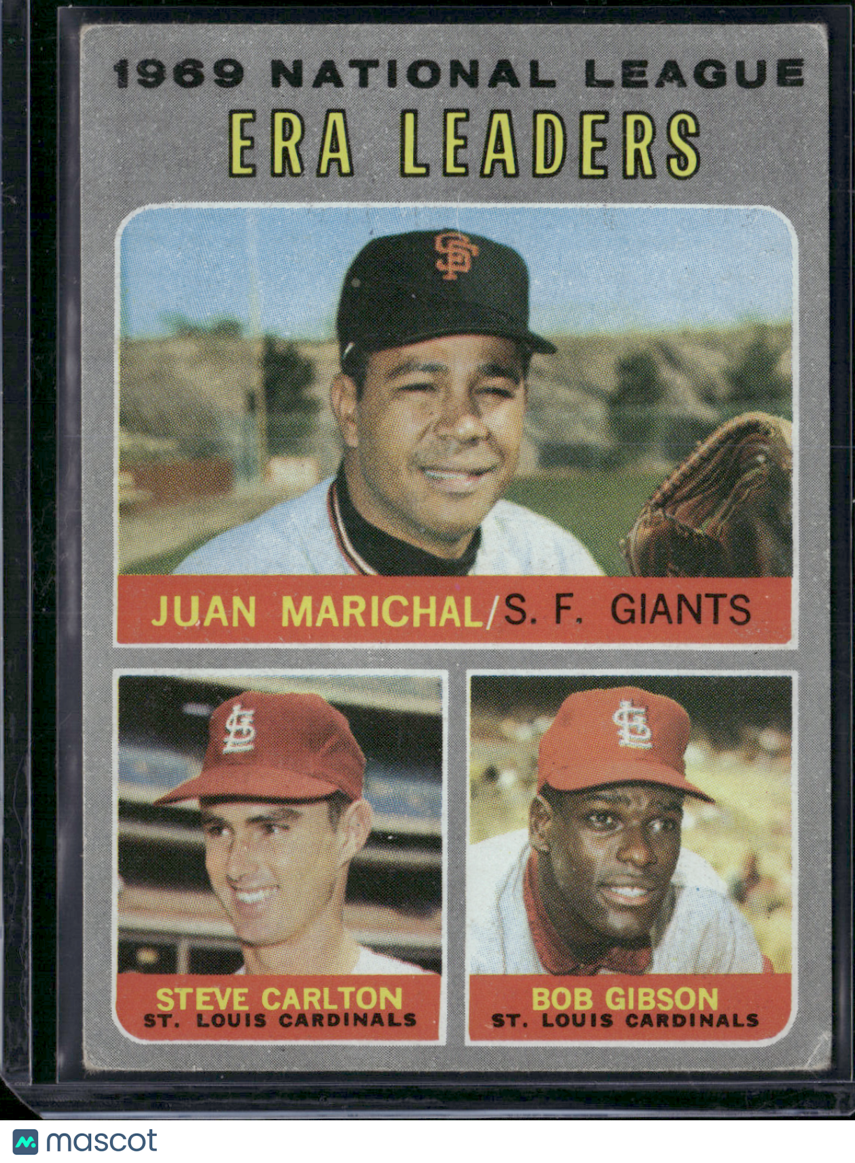 1970 Topps BOB GIBSON/STEVE CARLTON/JUAN MARICHAL #67 1969 NL ERA Leaders (VG)