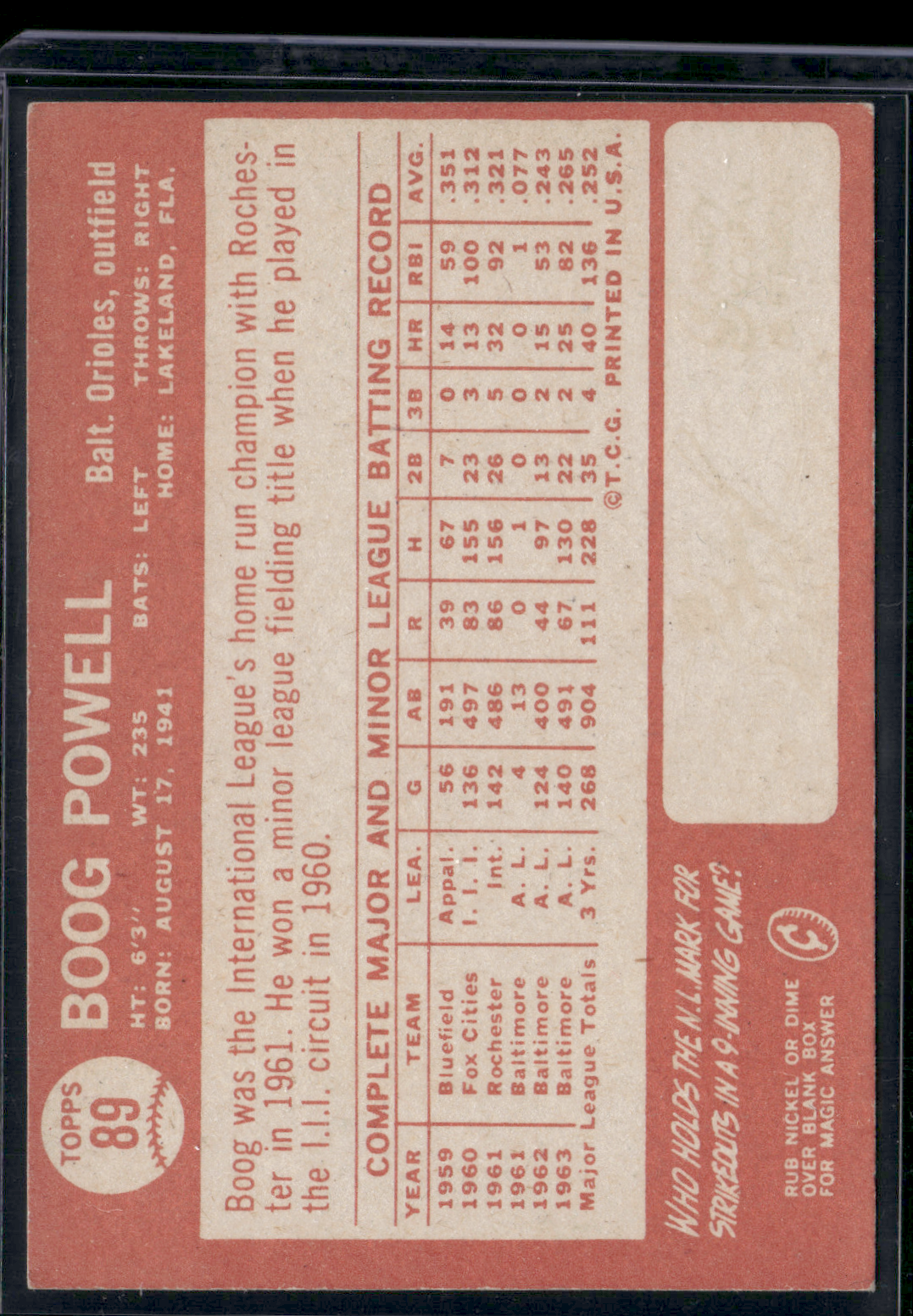 1964 Topps BOOG POWELL #89 (VG-EX)