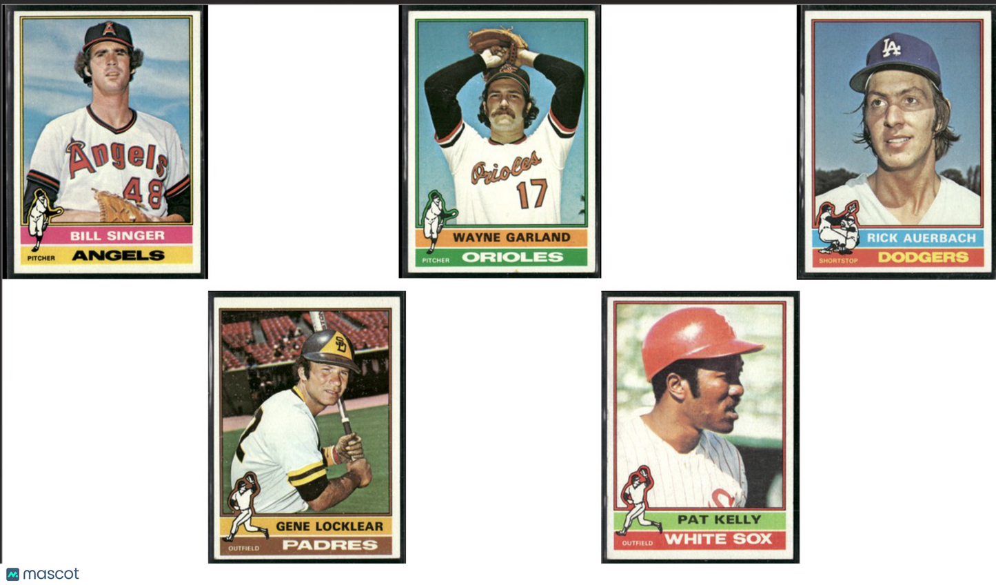 1976 Topps 5 ~ CARDLOT Bill Singer/Pat Kelly (EX)
