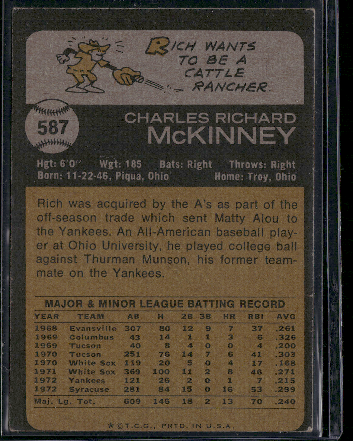 1973 Topps RICH MCKINNEY #587