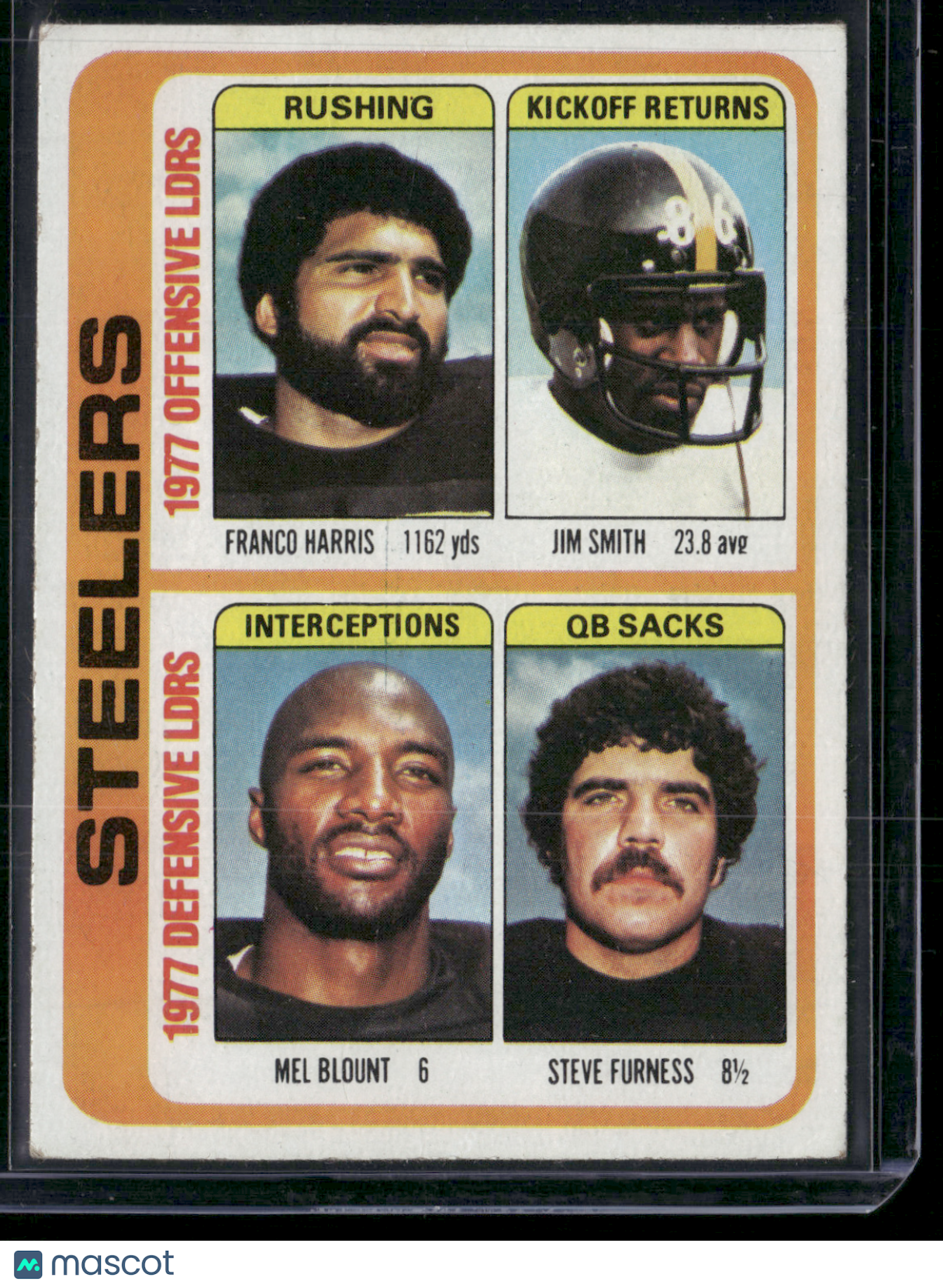1978 Topps STEELER TEAM LEADERS - FRANCO HARRIS #522 Ink on Back (EX)