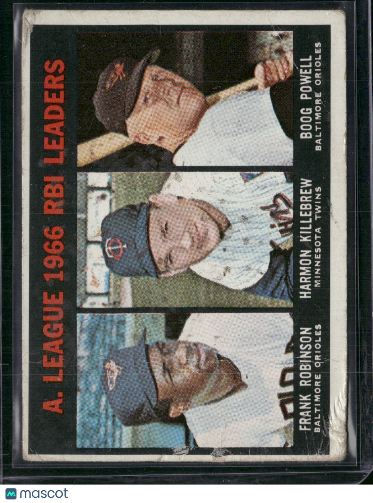 1967 Topps FRANK ROBINSON/KILLEBREW/POWELL #241 1966 AL RBI Leaders (Good-VG)