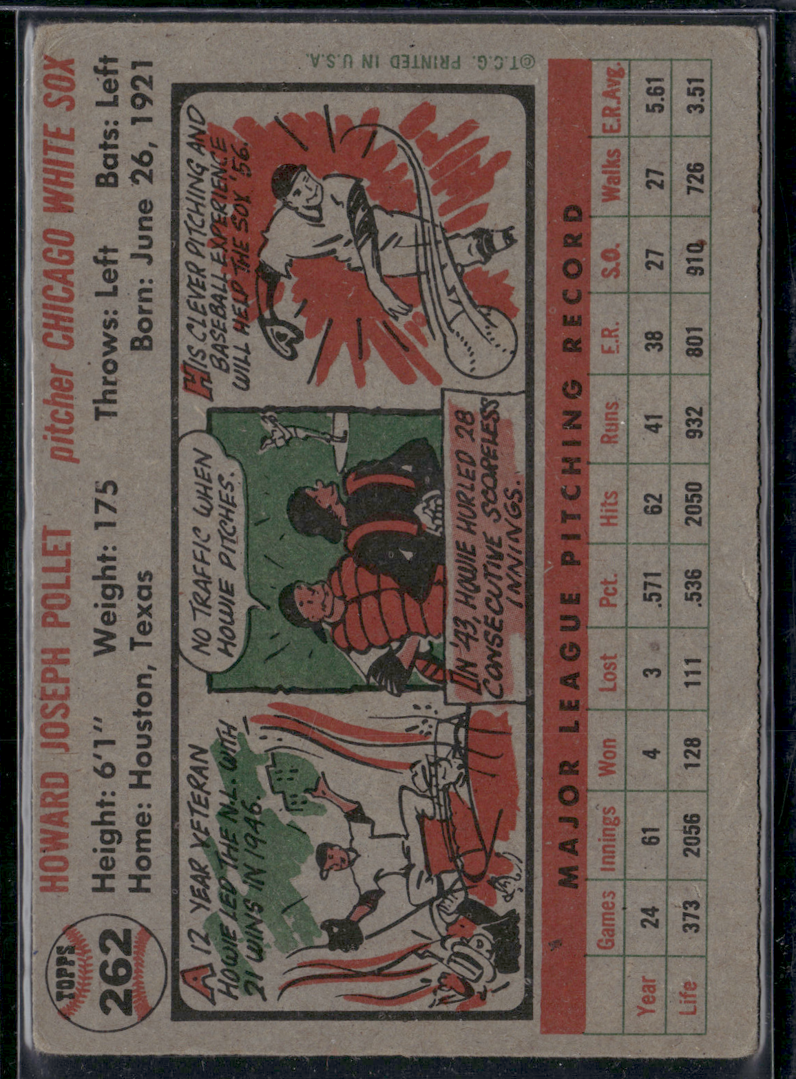 1956 Topps HOWIE POLLET #262