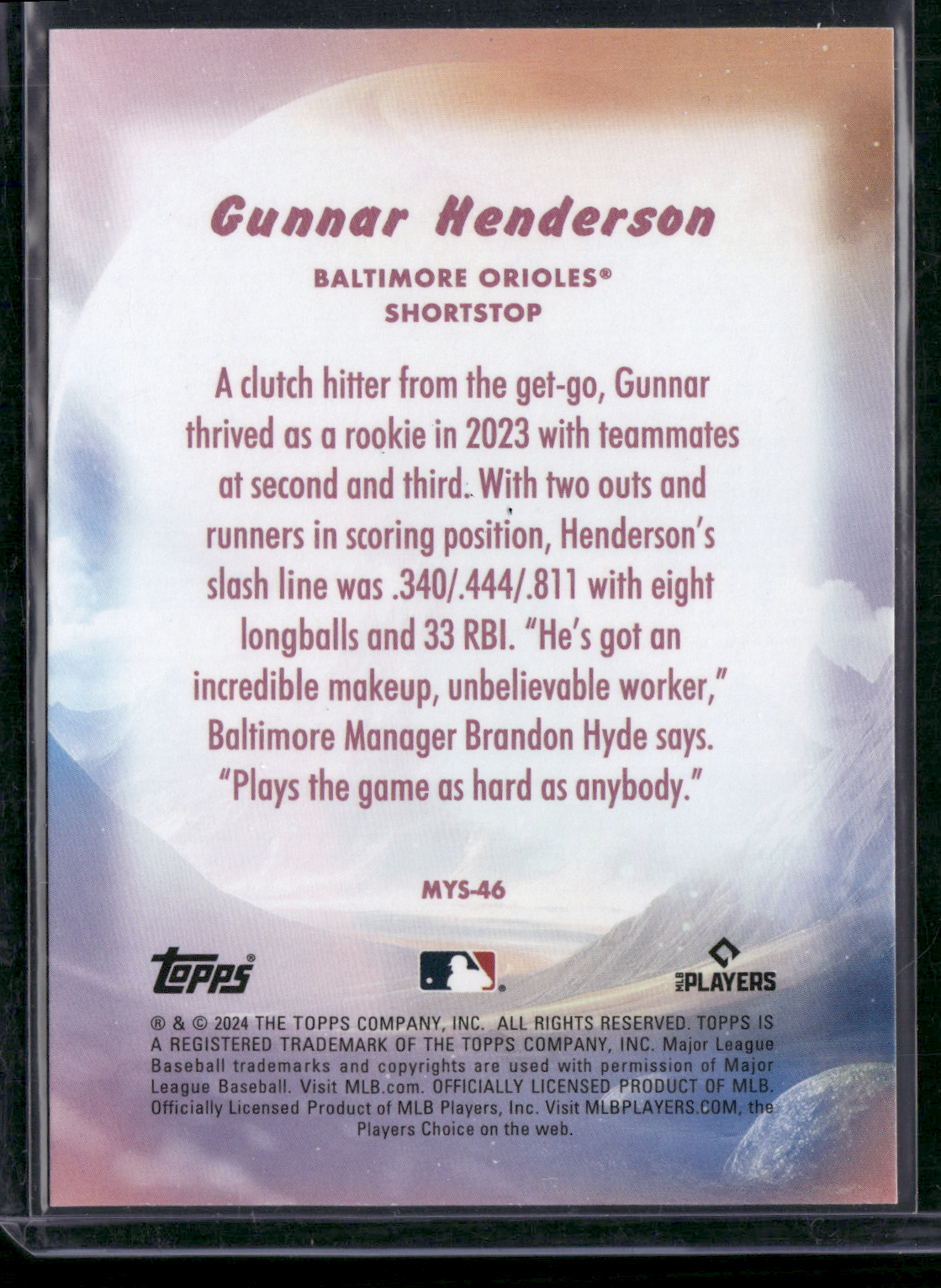 2024 Topps Update GUNNAR HENDERSON #MYS-46 Mystical