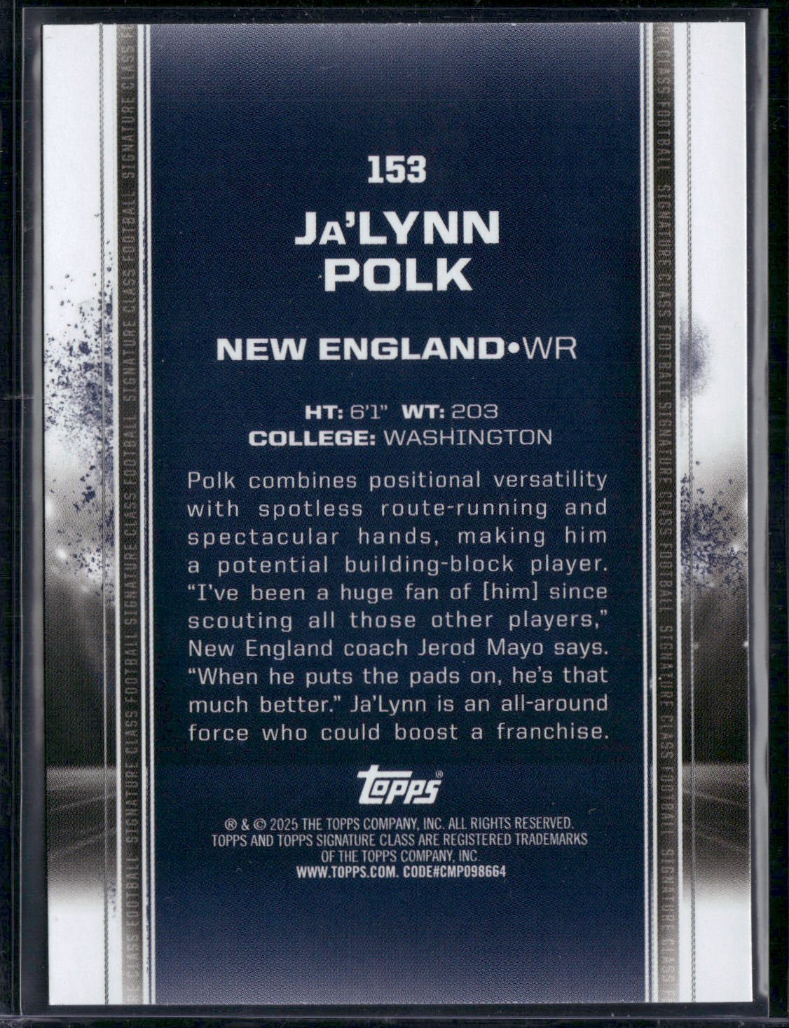 2024 Topps Signature Class JA'LYNN POLK #153 Rookie Card RC