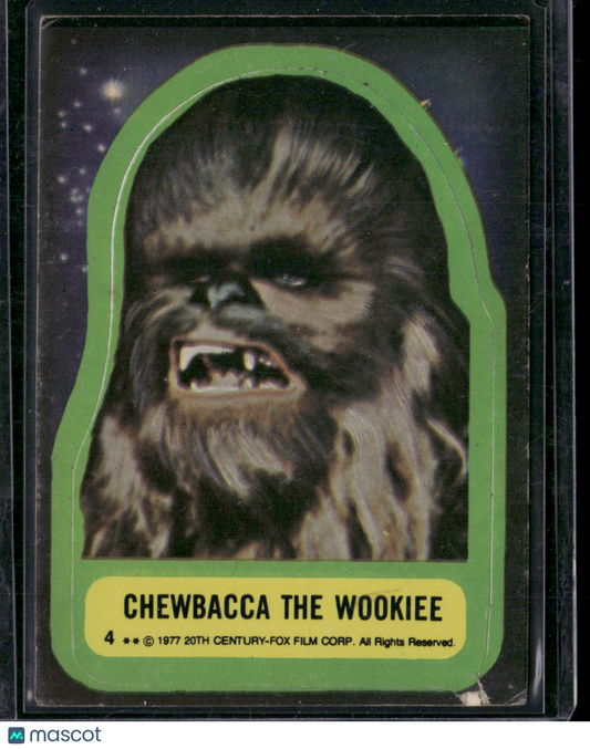 1977 Star Wars Series 1 Blue CHEWBACCA THE WOOKIEE #4 Sticker (VG)