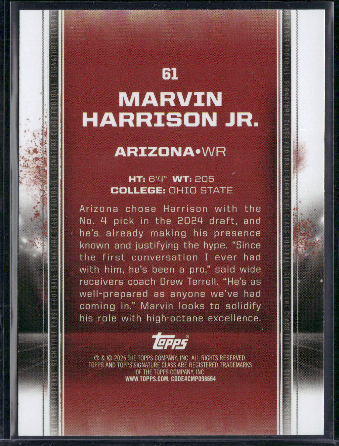 2024 Topps Signature Class MARVIN HARRISON JR #61 Rookie Card RC