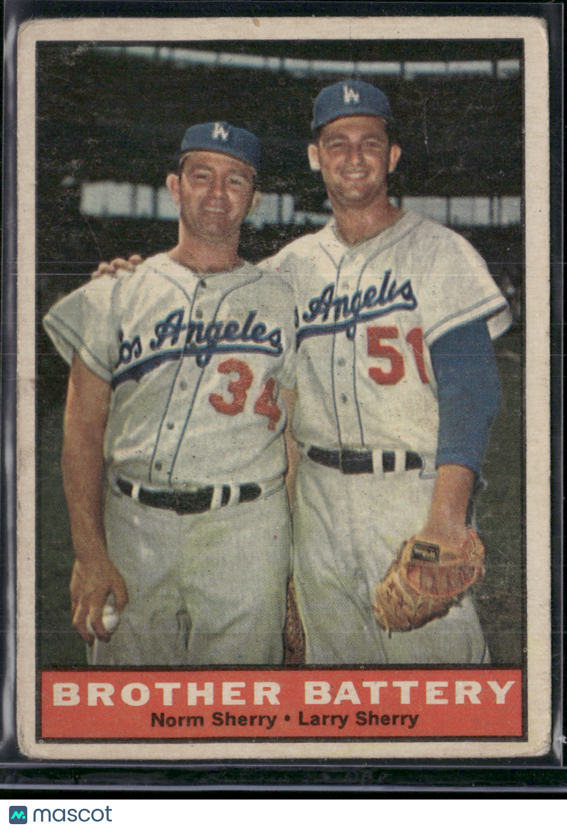 1961 Topps LARRY SHERRY/NORM SHERRY #251 Brother Battery (VG-VG/EX)