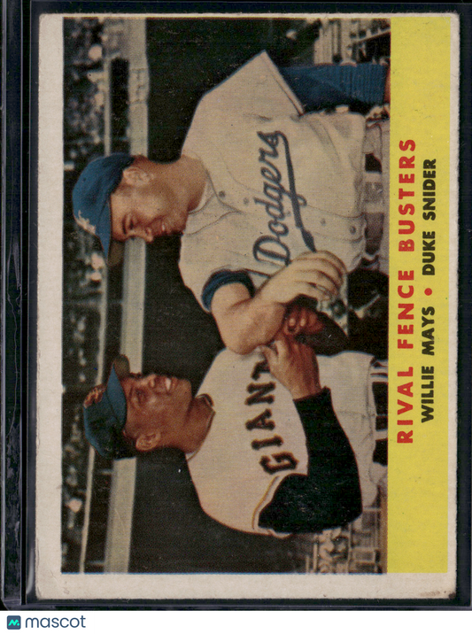 1958 Topps WILLIE MAYS / DUKE SNIDER #436 Rival Fence Busters