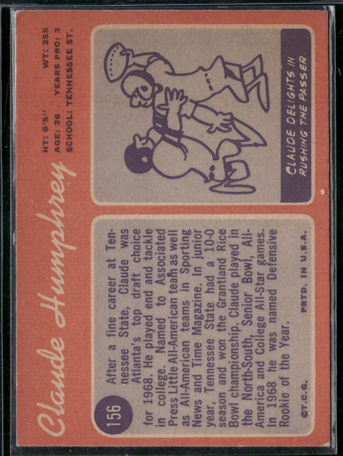 1970 Topps CLAUDE HUMPHREY #156 (VG/EX)