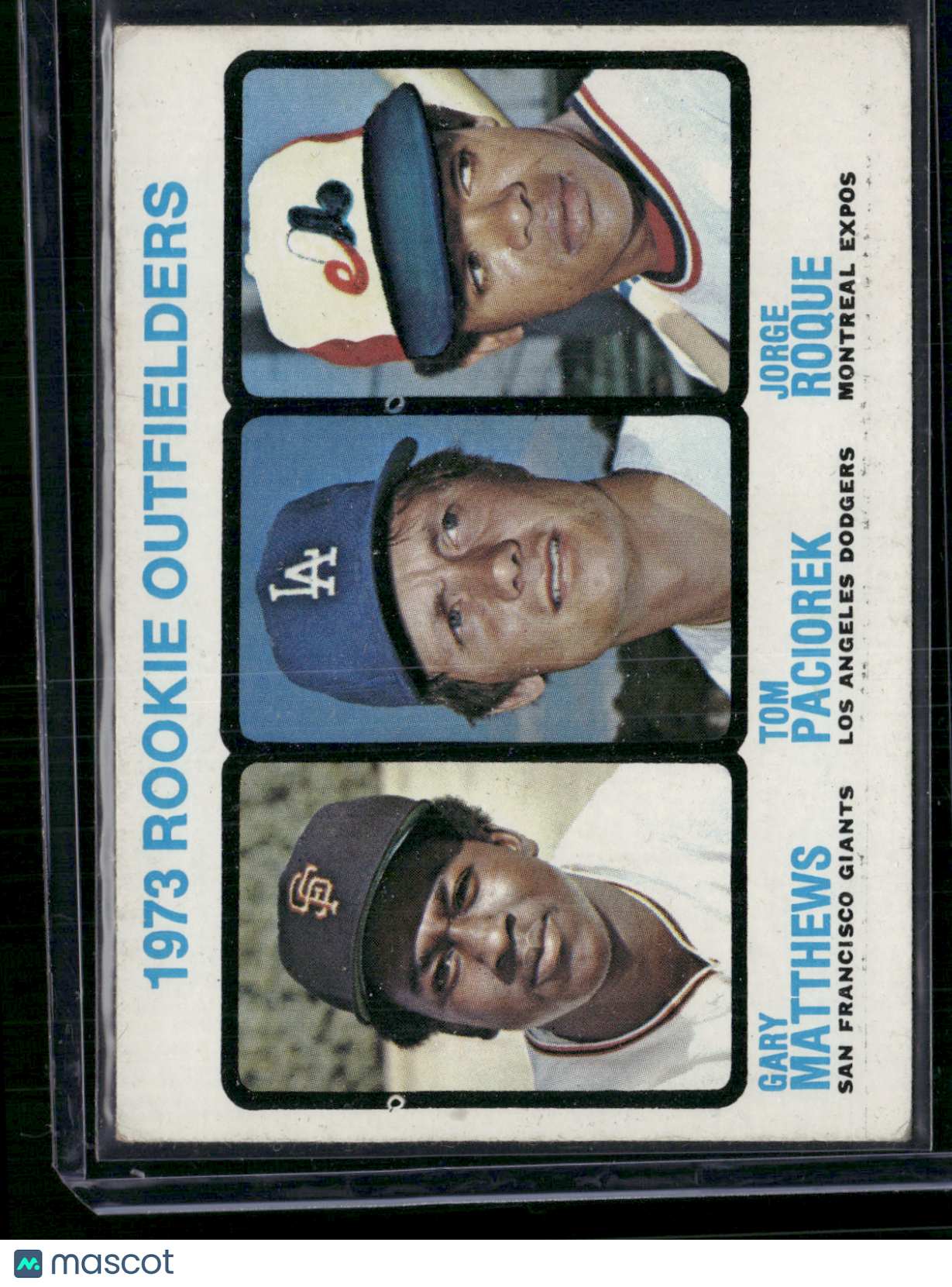 1973 Topps GARY MATTHEWS/TOM PACIOREK/JORGE ROQUE #606 1973 ROOKIE OUTFIELDERS