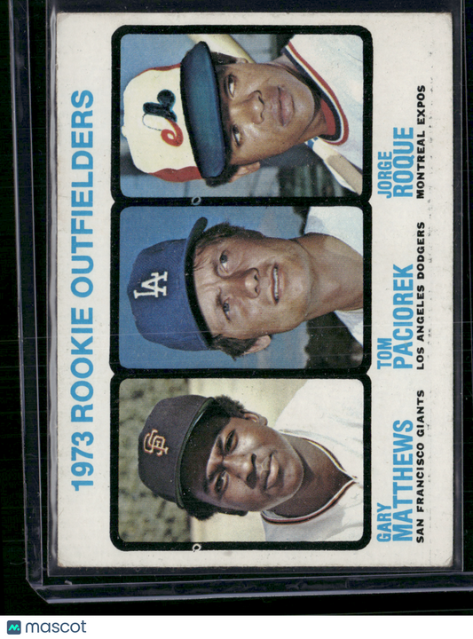 1973 Topps GARY MATTHEWS/TOM PACIOREK/JORGE ROQUE #606 1973 ROOKIE OUTFIELDERS