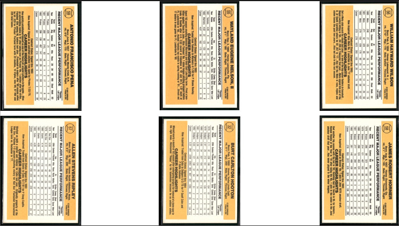 1983 Donruss 6 - CARDLOT Tony Pena/Bob Horner (NM)