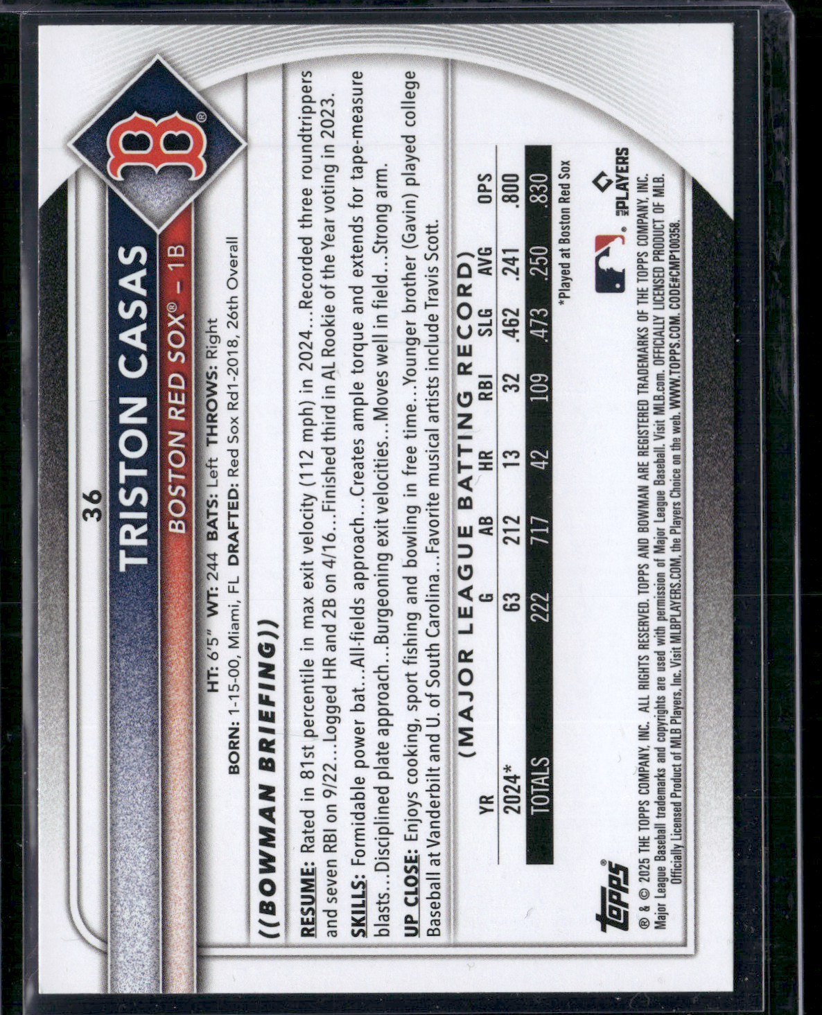 2025 Bowman TRISTON CASAS #36