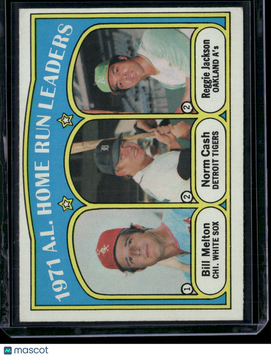 1972 Topps BILL MELTON/NORM CASH/REGGIE JACKSON #90 1971 AL Home Run Leaders